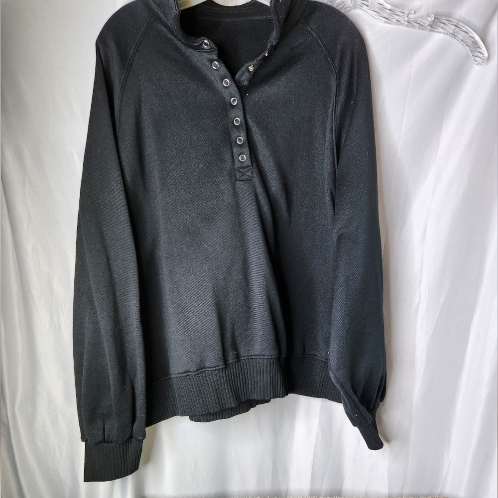 Women's Long Sleeve Snap Top XXL Black